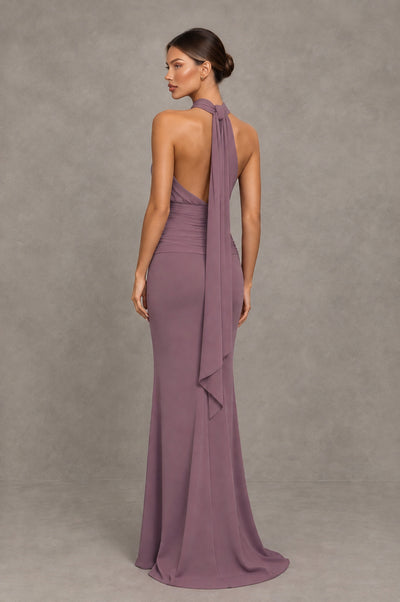 BOLODOO Wisteria Chiffon Halter Maxi Formal Wedding Guest Dress - Wisteria - Wisteria_2