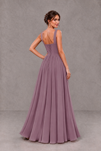 BOLODOO Wisteria Square Neck A-Line Bridesmaid Dress with Slit - Wisteria - Wisteria_2