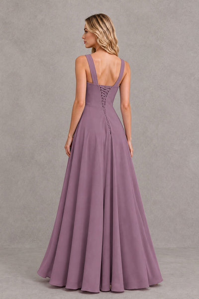 BOLODOO Wisteria Square Neck Ruffle A-Line Bridesmaid Dress with Slit - Wisteria - Wisteria_2