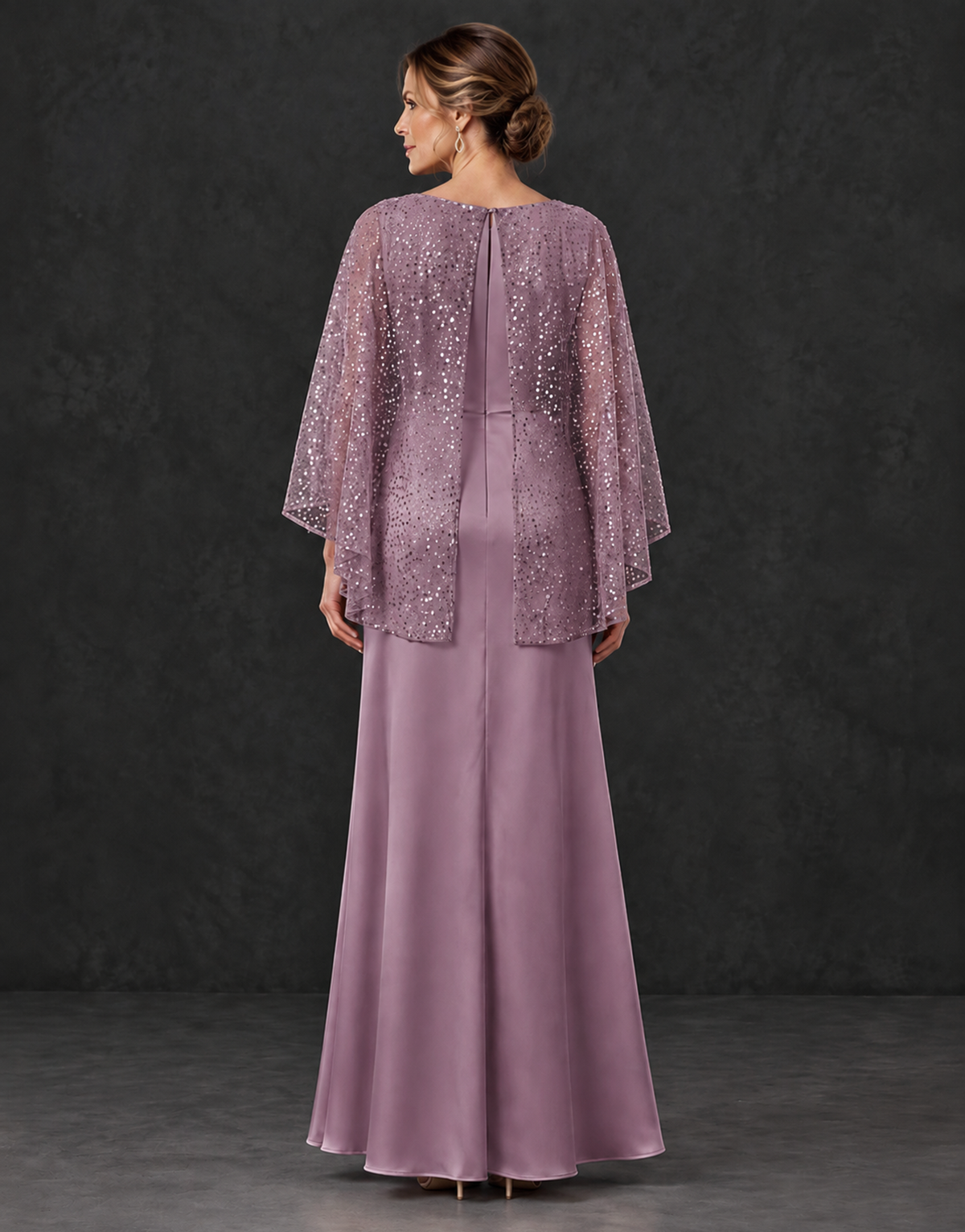 BOLODOO Wisteria Sparkle Cape Sleeve Mother of the Bride Dress - Wisteria - Wisteria_2