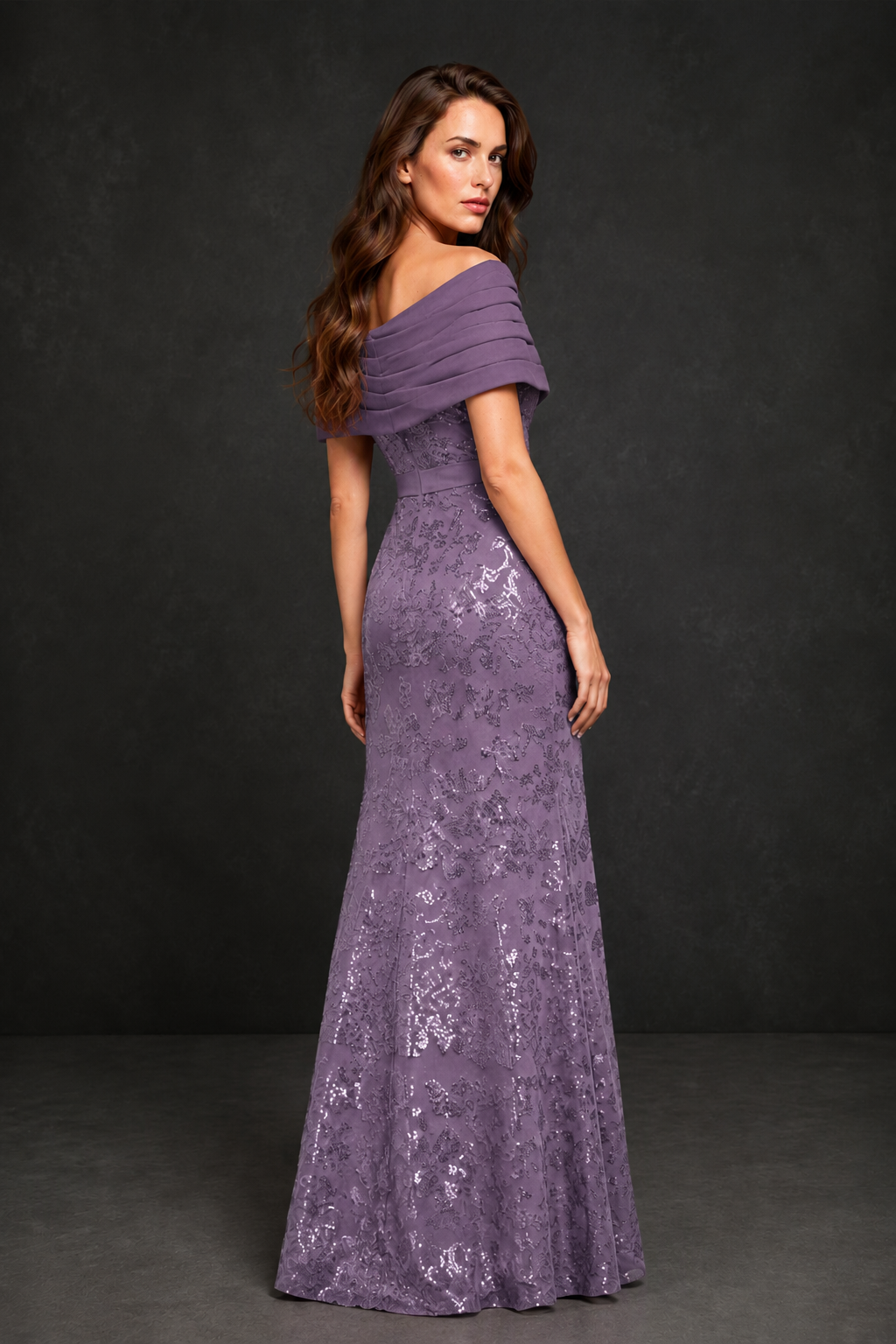 BOLODOO Wisteria Off-Shoulder Sequin Lace Mermaid Evening Gown | Mother of the Bride Formal Dress - Wisteria