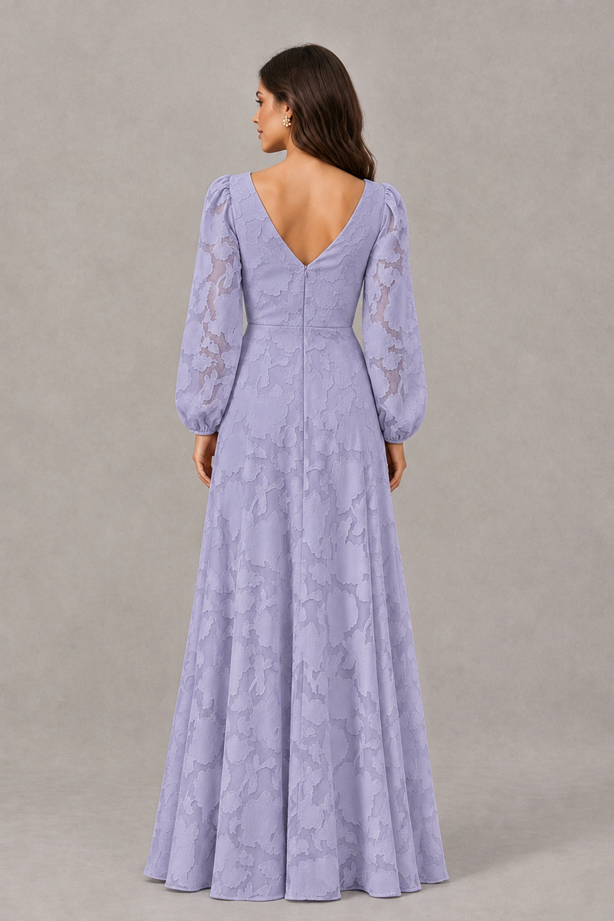 BOLODOO Wisteria Long Sleeve V-Neck A-Line Mother of the Bride Dress - Wisteria - Wisteria_2