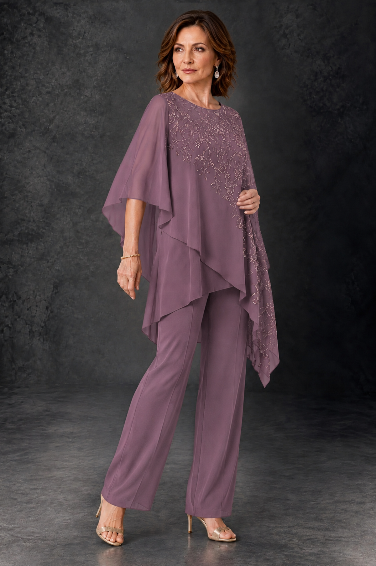 BOLODOO Wisteria Embellished Cape Pant Suit for Mother of the Bride - Wisteria - Wisteria_2