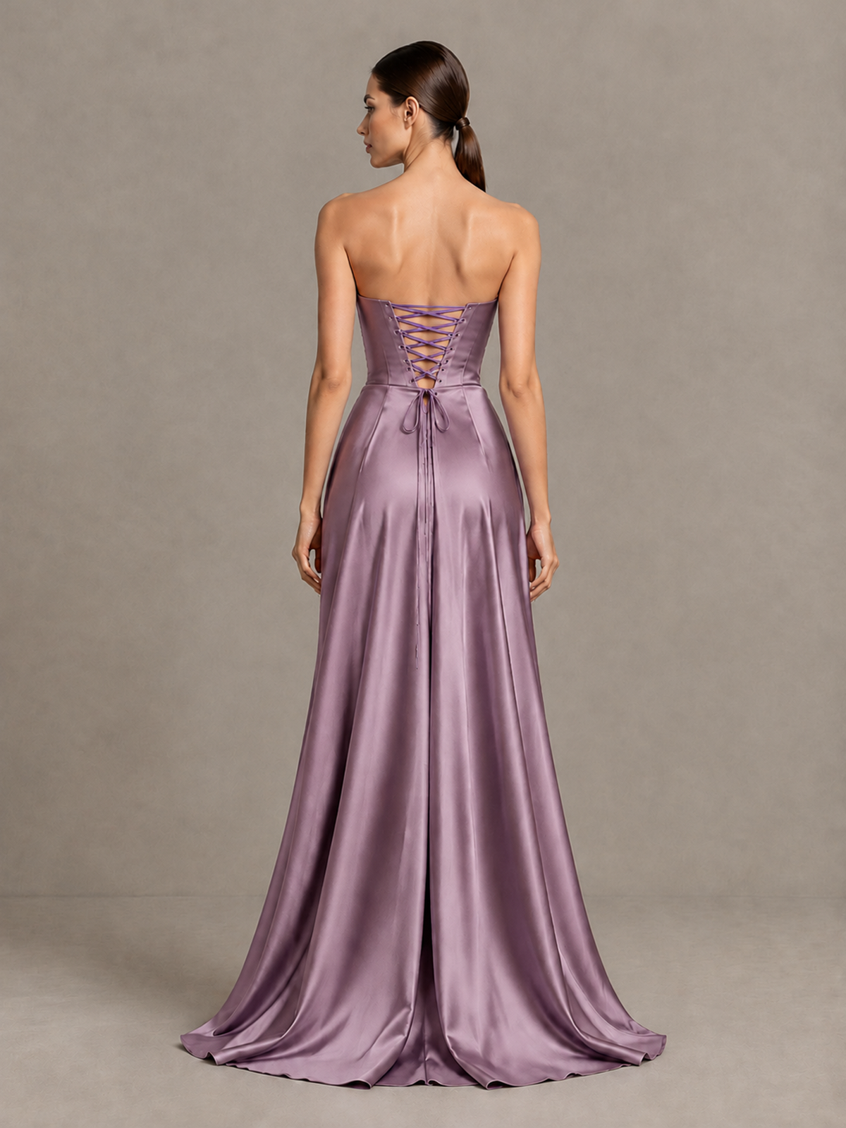 BOLODOO Wisteria Strapless Satin High-Slit Lace-Up Prom Dress - Wisteria - Wisteria_2