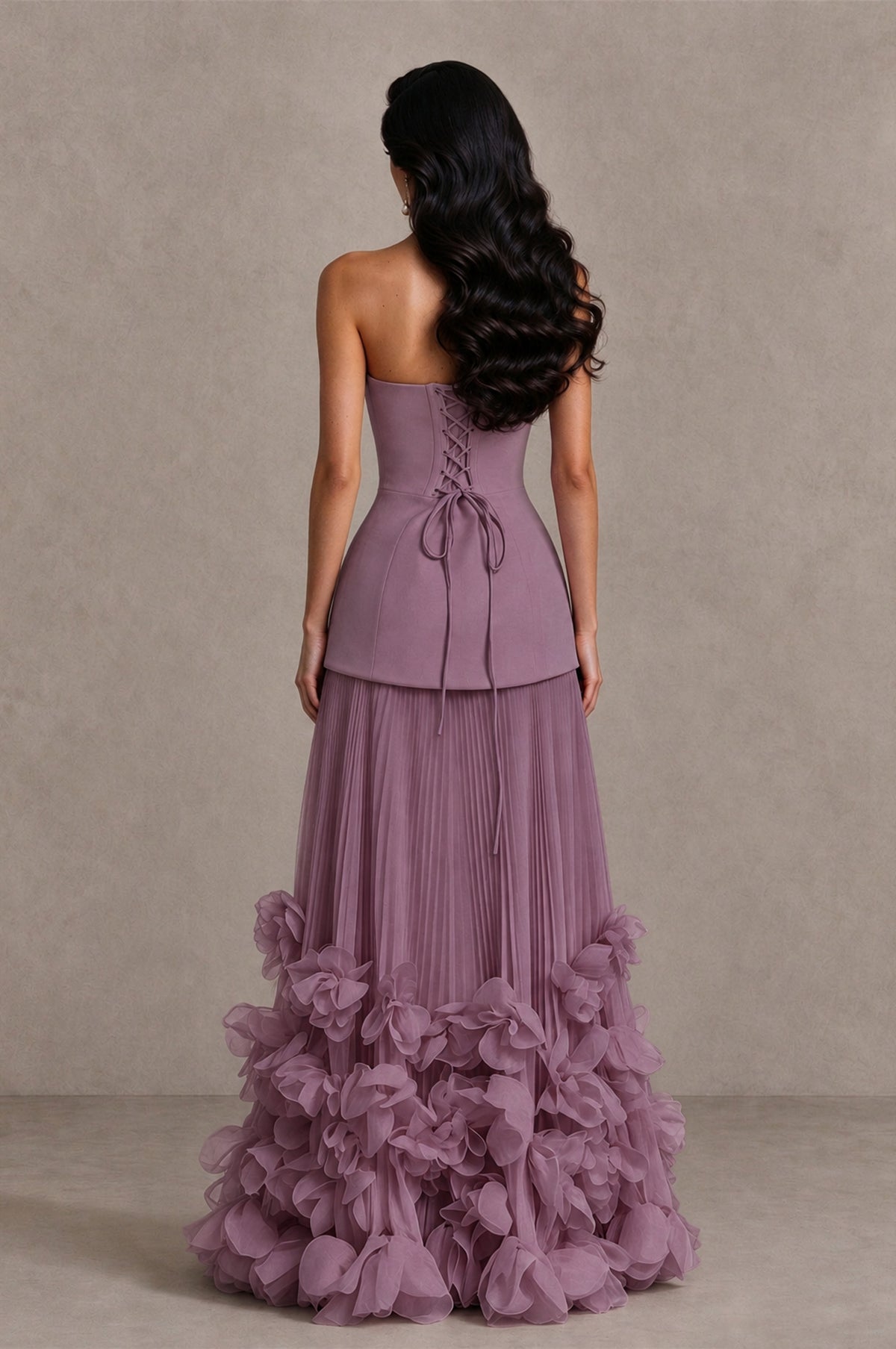 BOLODOO Wisteria Strapless Pleated Floral Hem Evening Gown - Wisteria - Wisteria_2