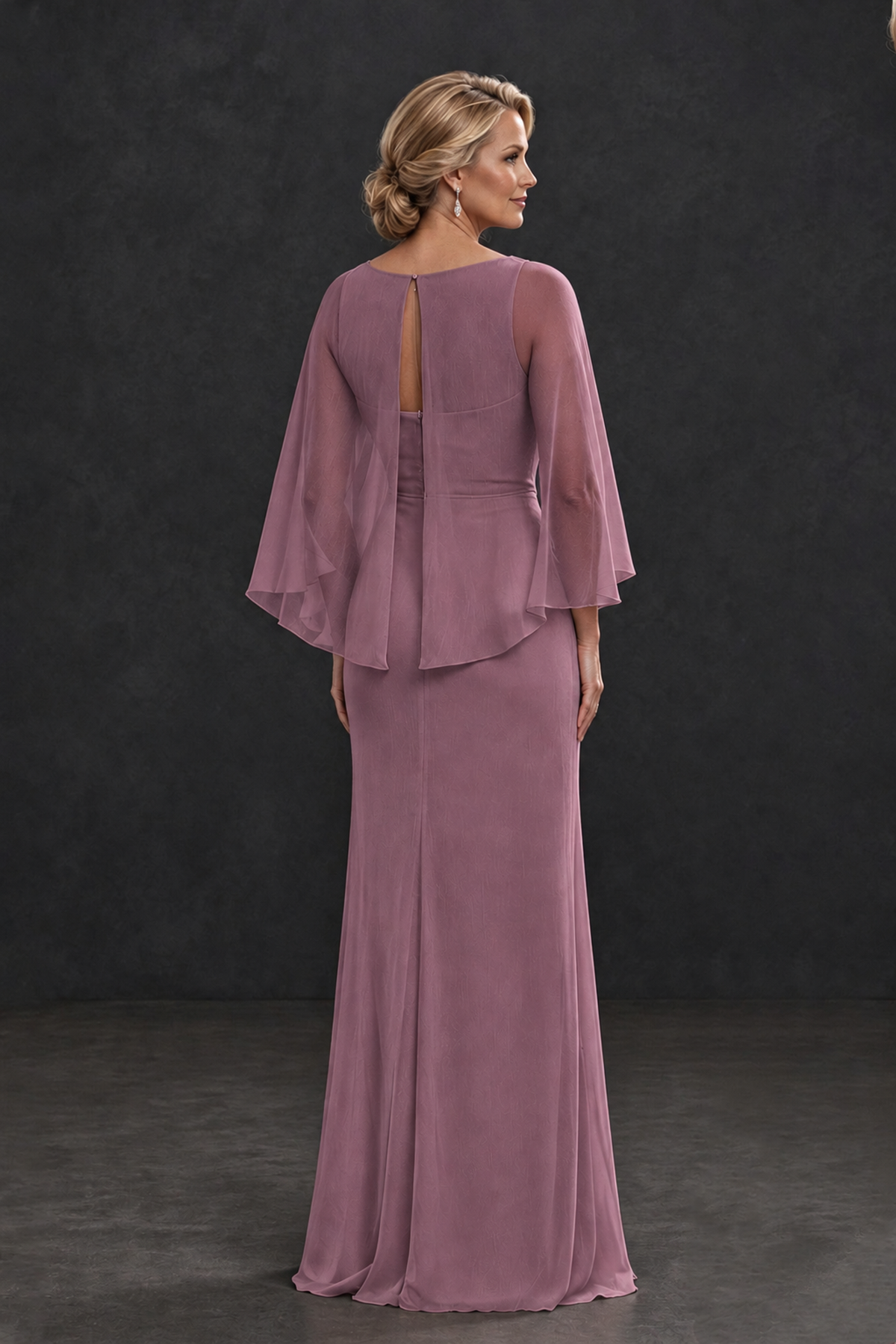 BOLODOO Wisteria Cape Sleeve Mother of the Bride Dress with Ruched Waist - Wisteria - Wisteria_2