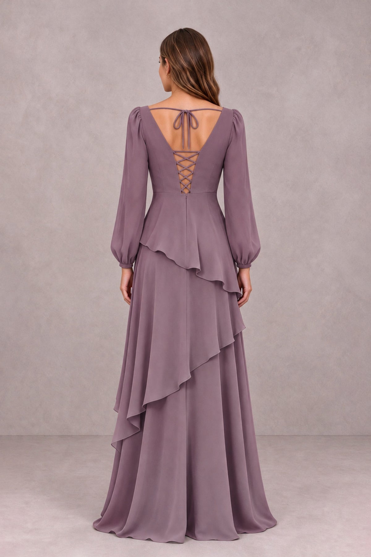 BOLODOO Wisteria Long Sleeve Ruffle Bridesmaid Dresses - Wisteria - Wisteria_2
