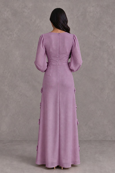 BOLODOO Wisteria Long Sleeve Floral Applique A-Line Evening Dress - Wisteria - Wisteria_2