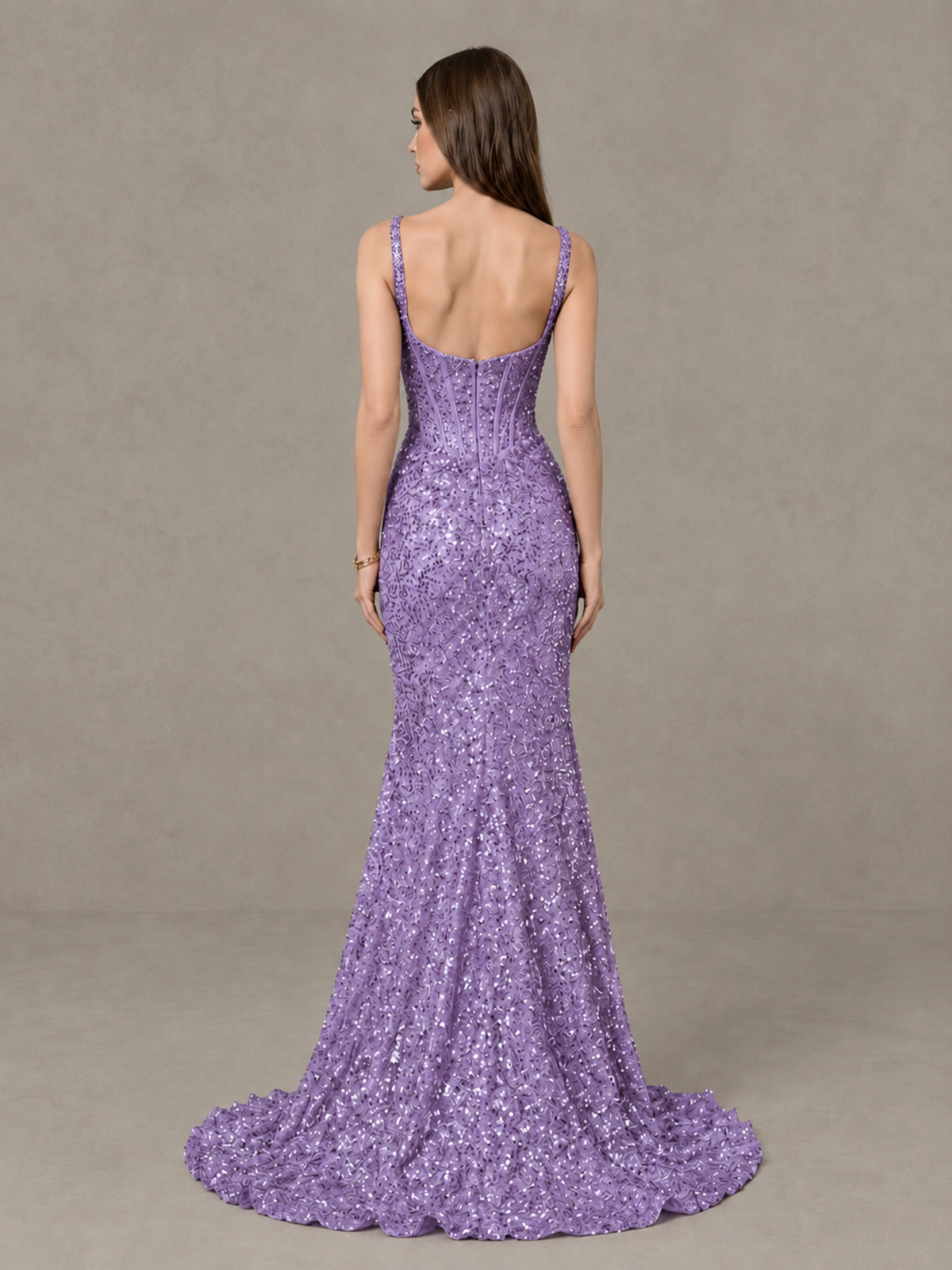 BOLODOO Wisteria Sequin Corset Evening Gown with High Slit - Wisteria - Wisteria_2