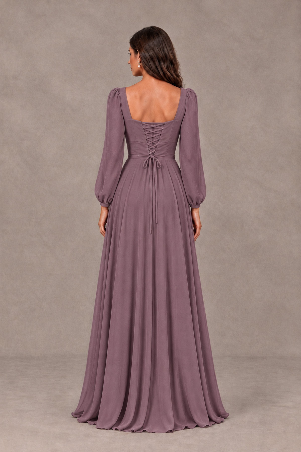 BOLODOO Wisteria Square Neck Long Sleeve A-Line Bridesmaid Dress - Wisteria - Wisteria_2
