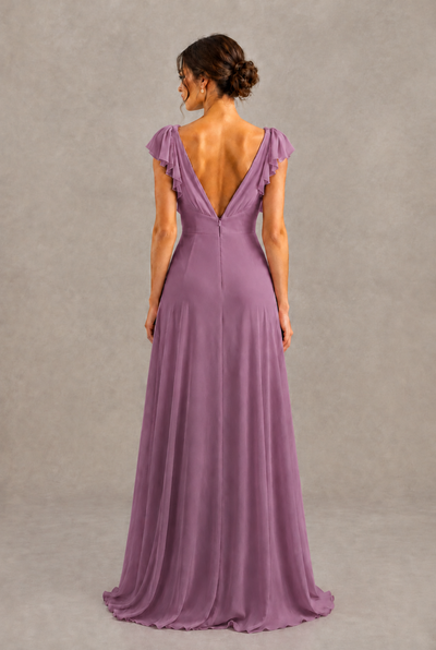 BOLODOO Wisteria V-Neck Flutter Sleeve A-Line Bridesmaid Dress - Wisteria - Wisteria_2