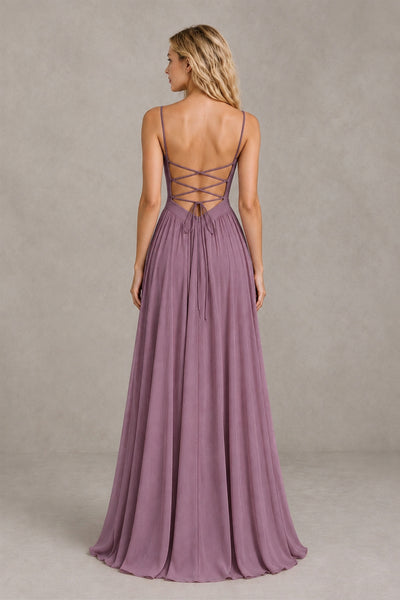 BOLODOO Wisteria Spaghetti Strap A-Line Bridesmaid Dress with Slit - Wisteria - Wisteria_2