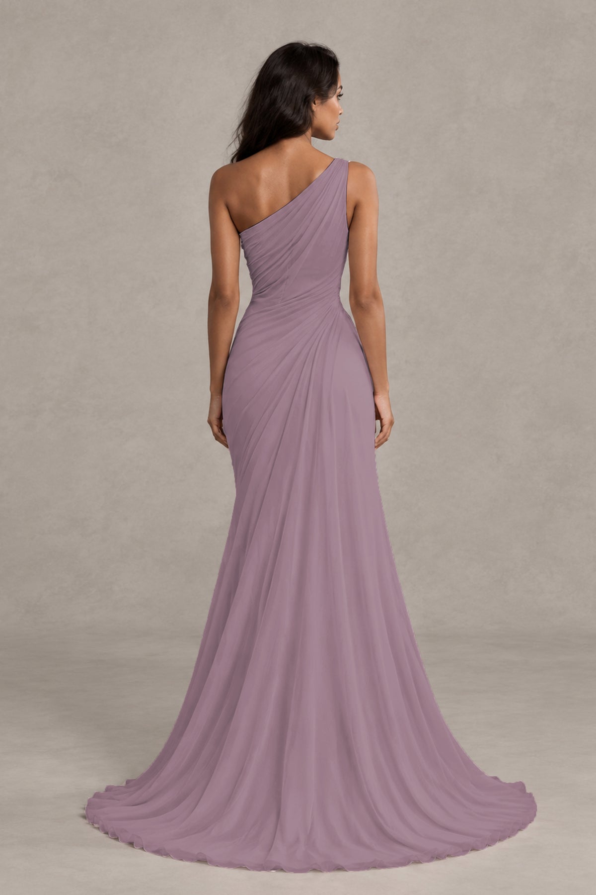 BOLODOO Wisteria One-Shoulder Floral Ruched Maxi Dress - Wisteria
