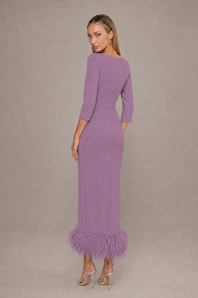 BOLODOO Wisteria Feather-Trim Twist-Waist Midi Dress - Wisteria - Wisteria_2