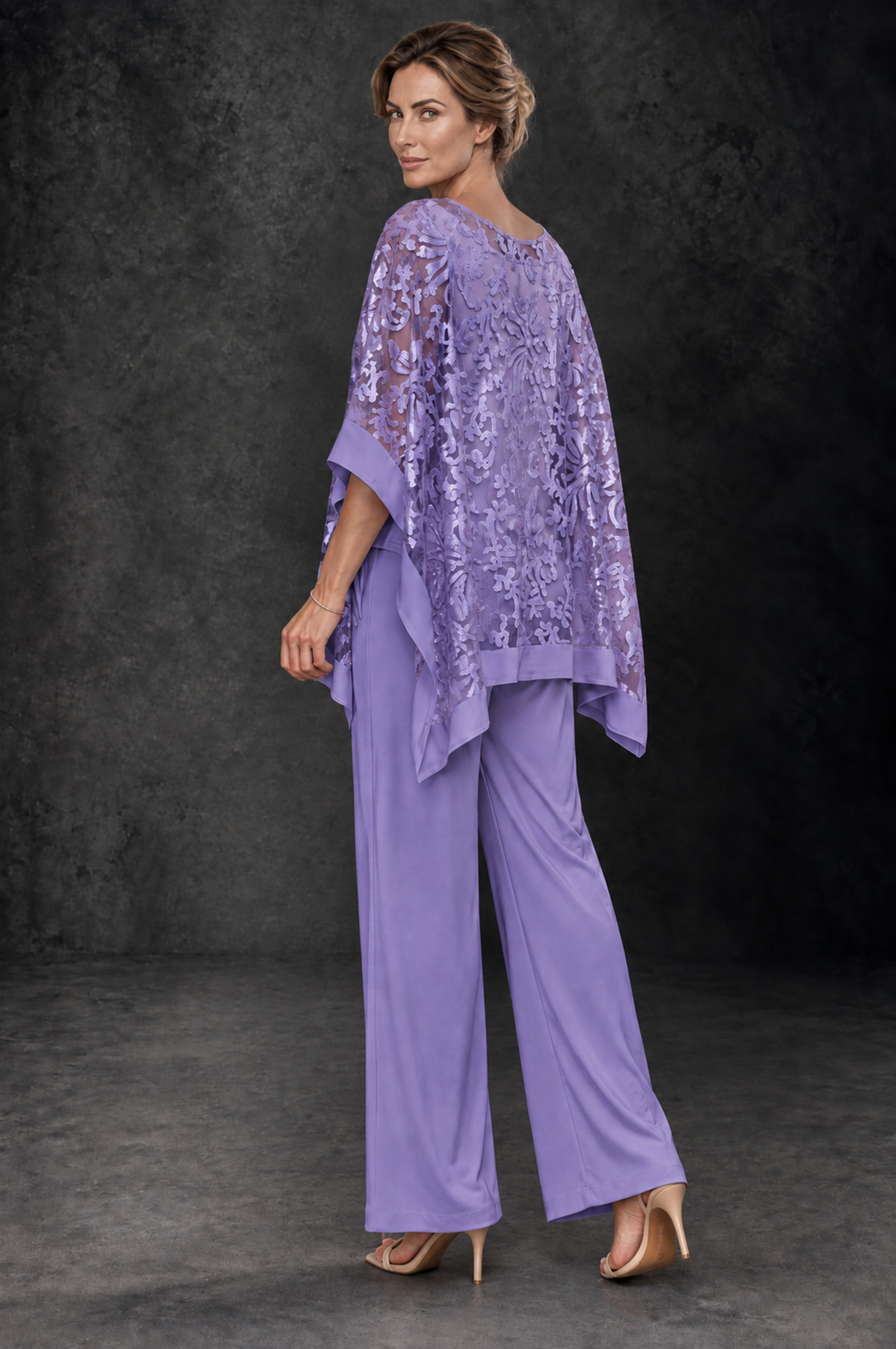 BOLODOO Wisteria Floral Cape Mother of the Bride Pant Suit - Wisteria - Wisteria_2