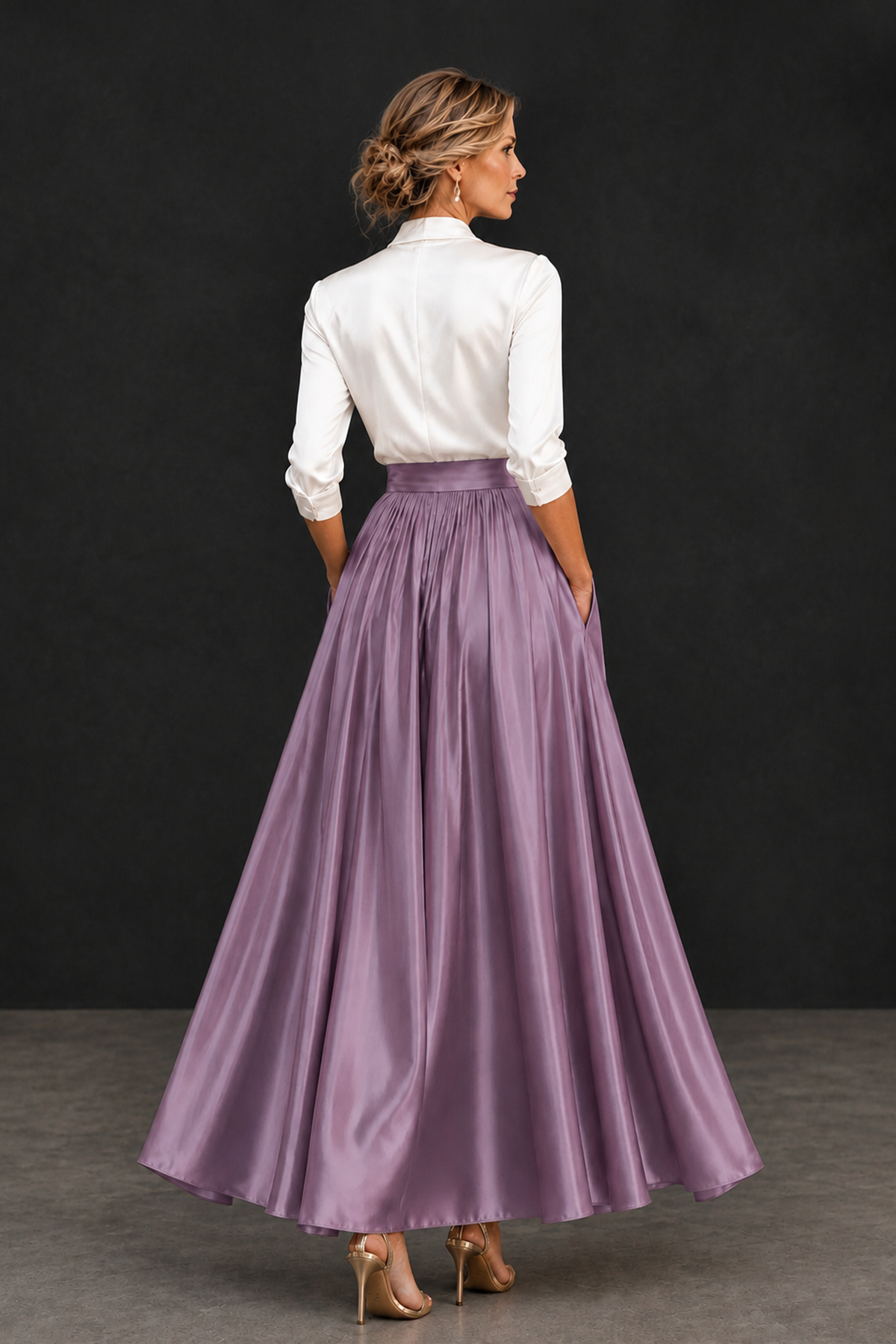 BOLODOO Wisteria and White V-Neck A-Line Mother of the Bride Dress - Wisteria - Wisteria_2