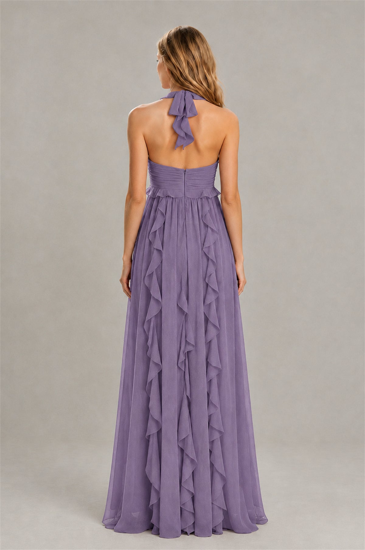 BOLODOO Wisteria Halter Ruffle A-Line Floor-Length Evening Dress - Wisteria - Wisteria_2