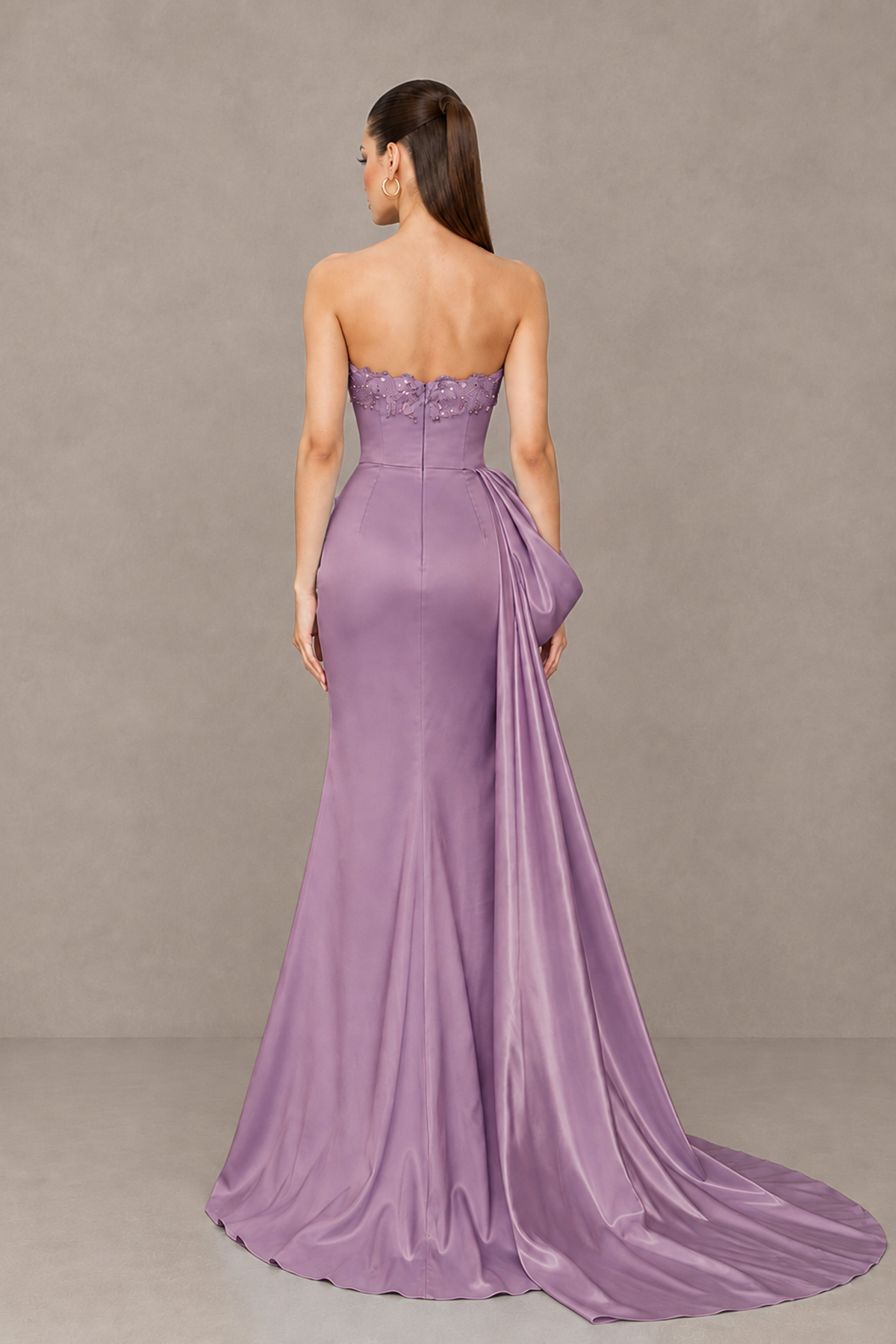 BOLODOO Wisteria Strapless Satin Prom Dress with Draped Side Train - Wisteria - Wisteria_2