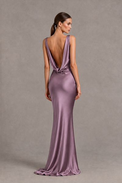 BOLODOO Wisteria Cowl Neck Backless Satin Mermaid Evening Dress - Wisteria - Wisteria_2