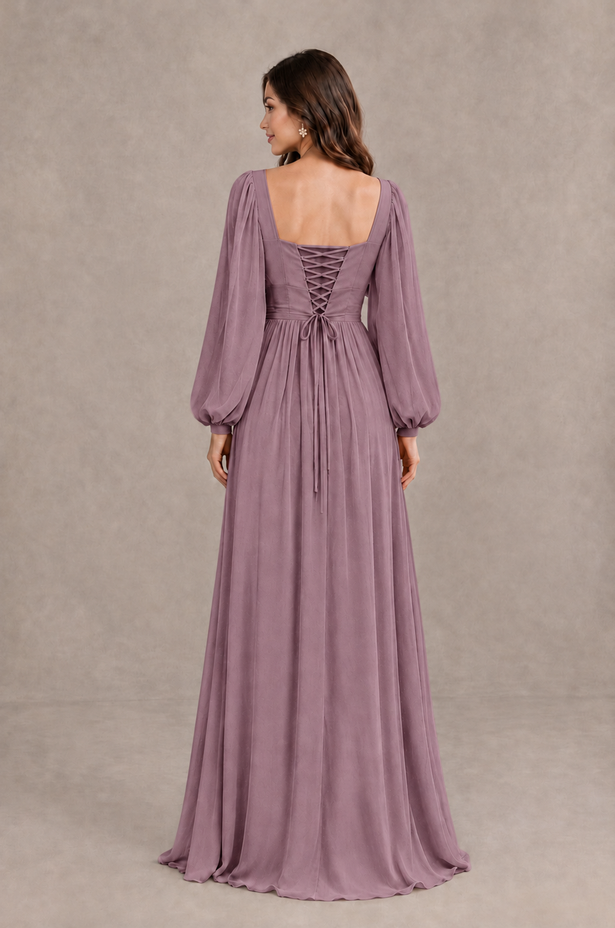 BOLODOO Wisteria Long Sleeve V-Neck A-Line Bridesmaid Dress - Wisteria - Wisteria_2