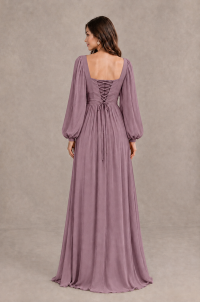 BOLODOO Wisteria Long Sleeve V-Neck A-Line Bridesmaid Dress - Wisteria - Wisteria_2