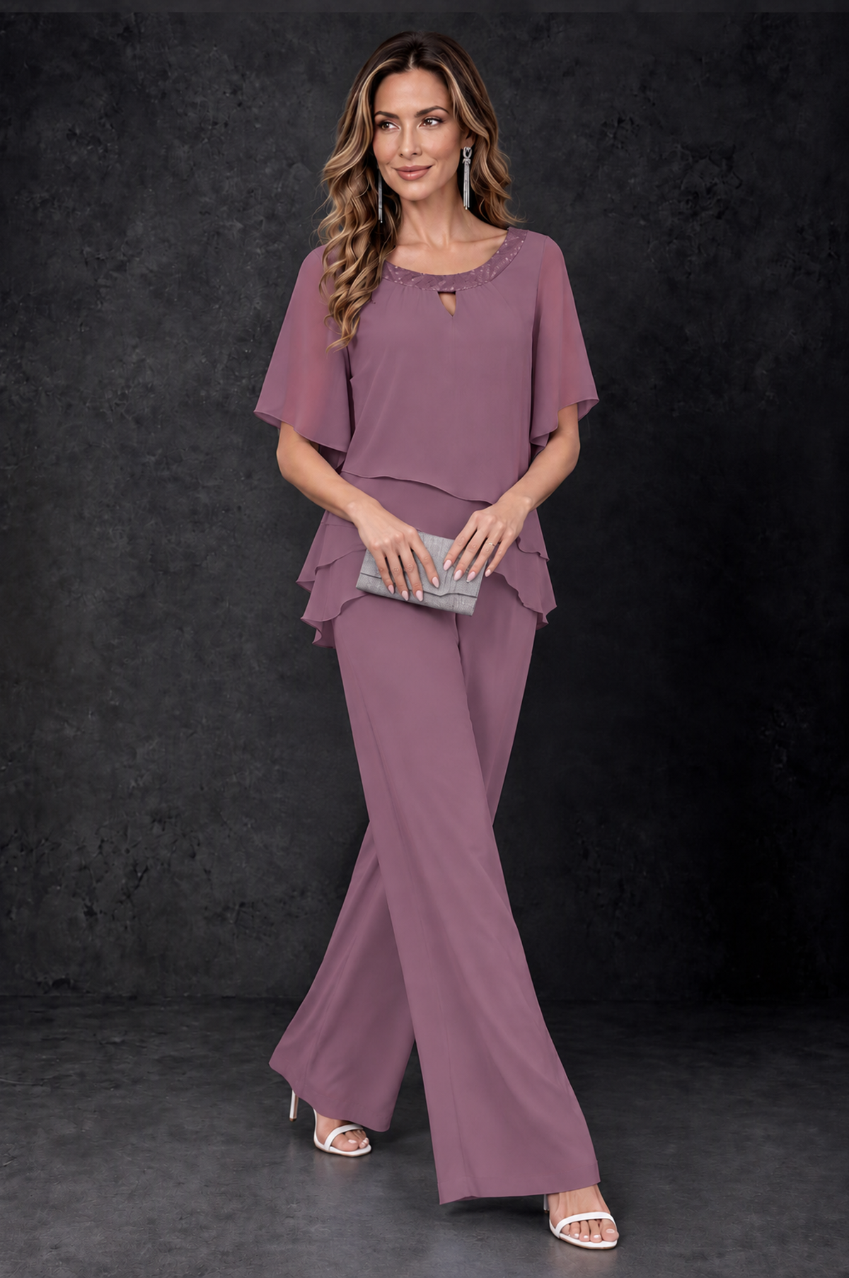 BOLODOO Wisteria Layered Chiffon-Look Mother of the Bride Pantsuit - Wisteria - Wisteria_3