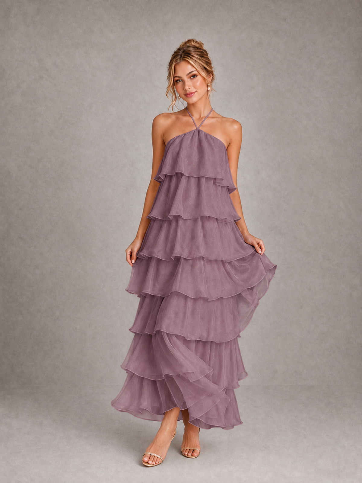 BOLODOO Wisteria Halter Tiered Ruffle Maxi Bridesmaid Dress - Wisteria - Wisteria_3