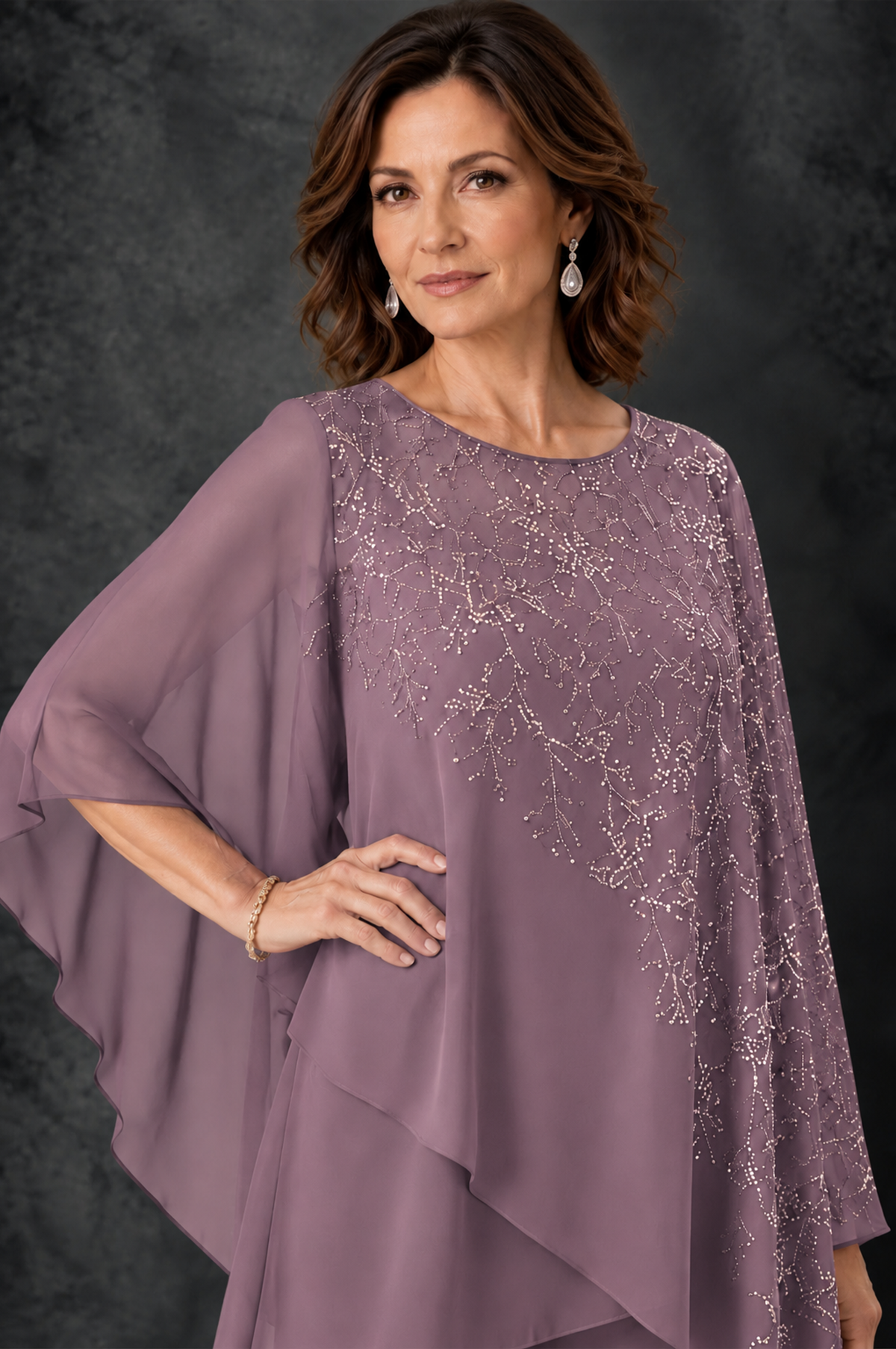 BOLODOO Wisteria Embellished Cape Pant Suit for Mother of the Bride - Wisteria - Wisteria_3