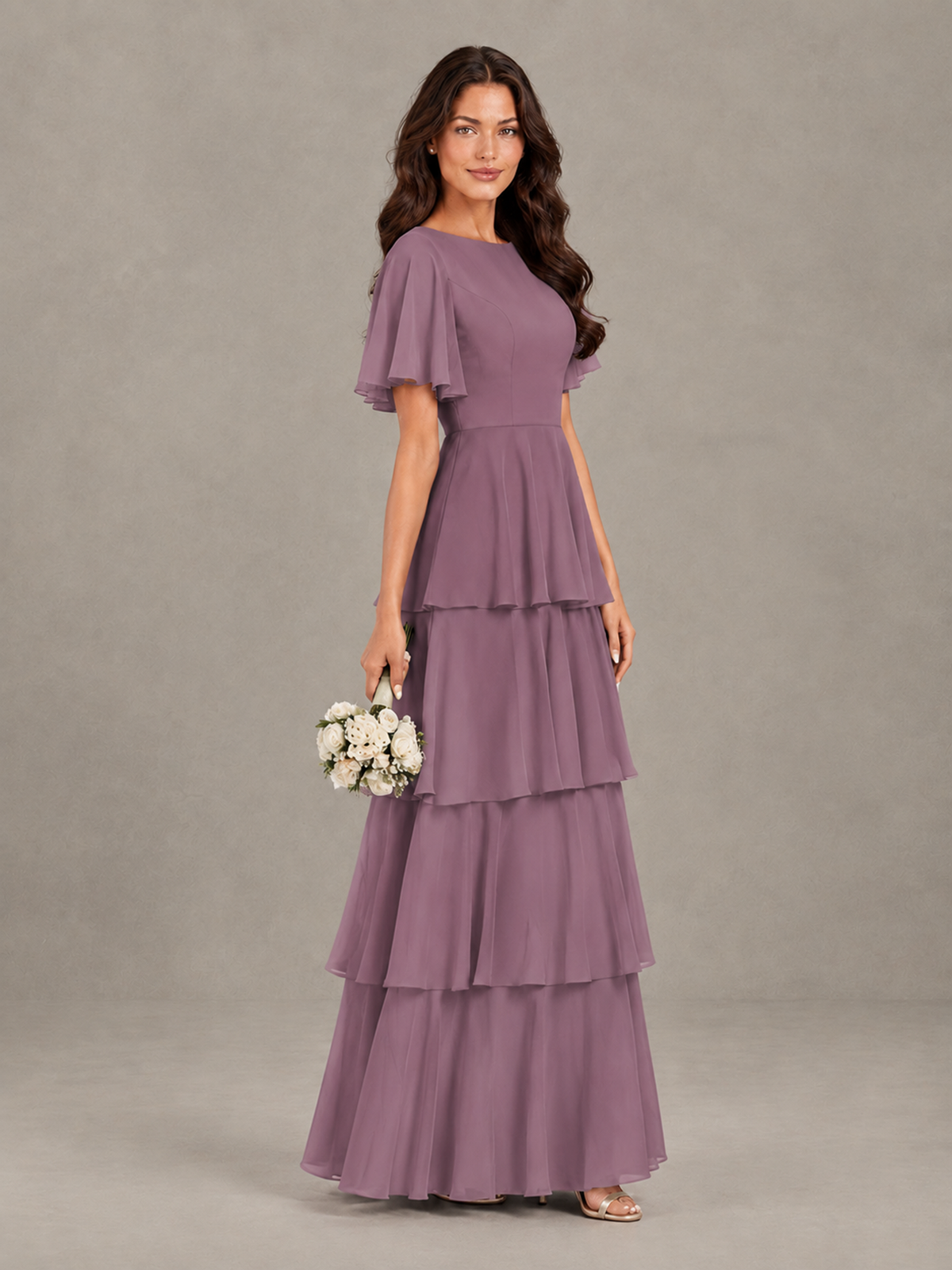 BOLODOO Wisteria Tiered Flutter Sleeve Bridesmaid Dress - Wisteria - Wisteria_3