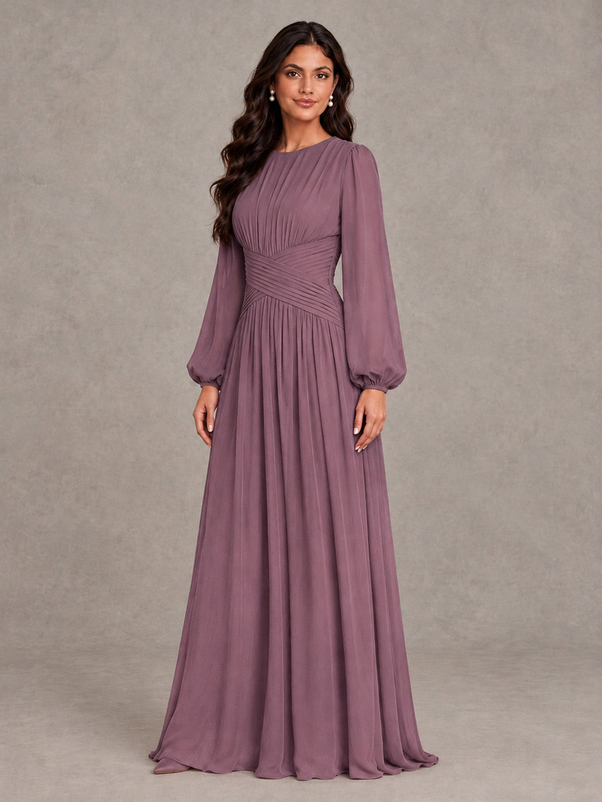BOLODOO Wisteria Long Sleeve A-Line Bridesmaid Dress - Wisteria - Wisteria_3