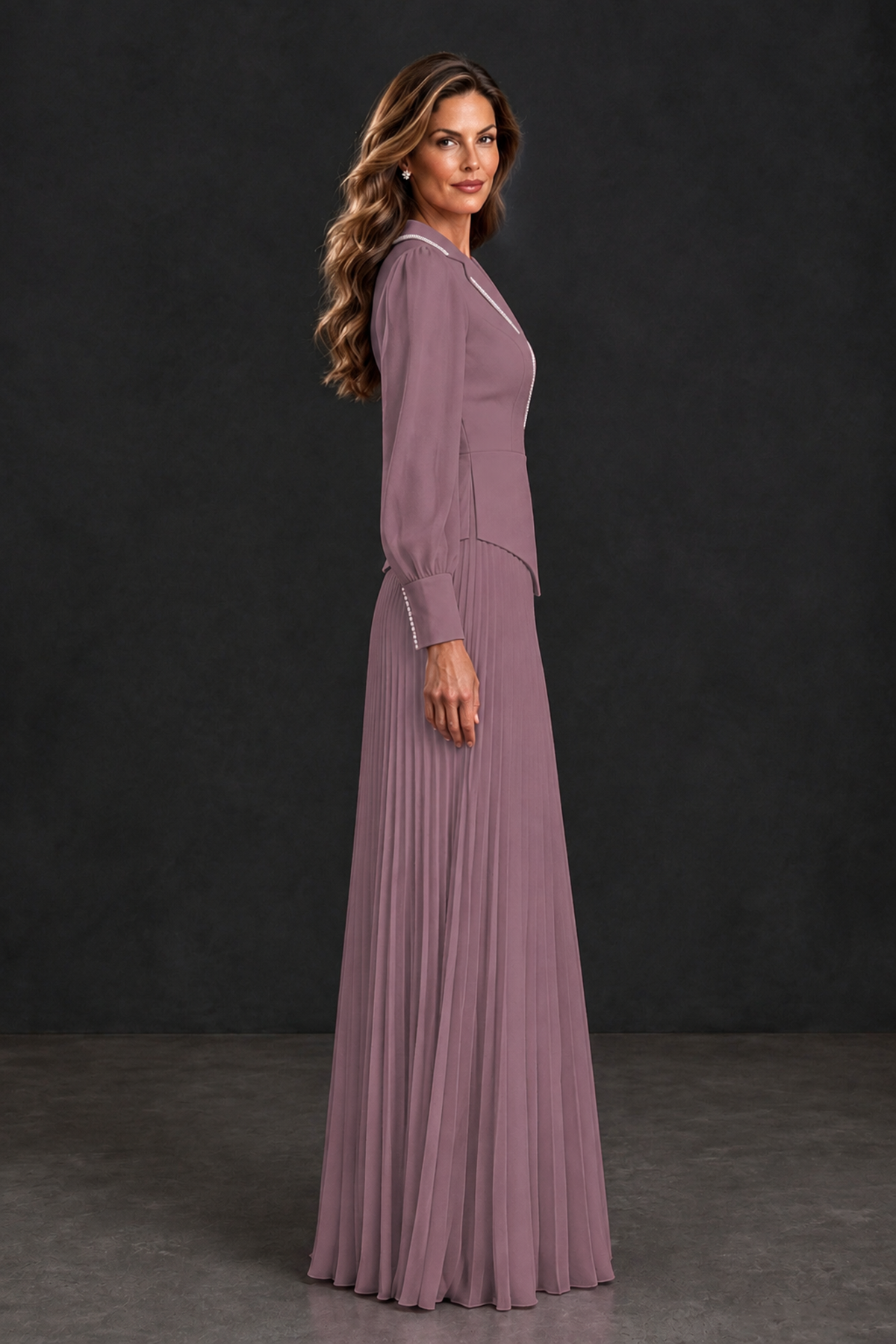 BOLODOO Wisteria Long Sleeve Pleated Mother of the Bride Dress - Wisteria - Wisteria_3