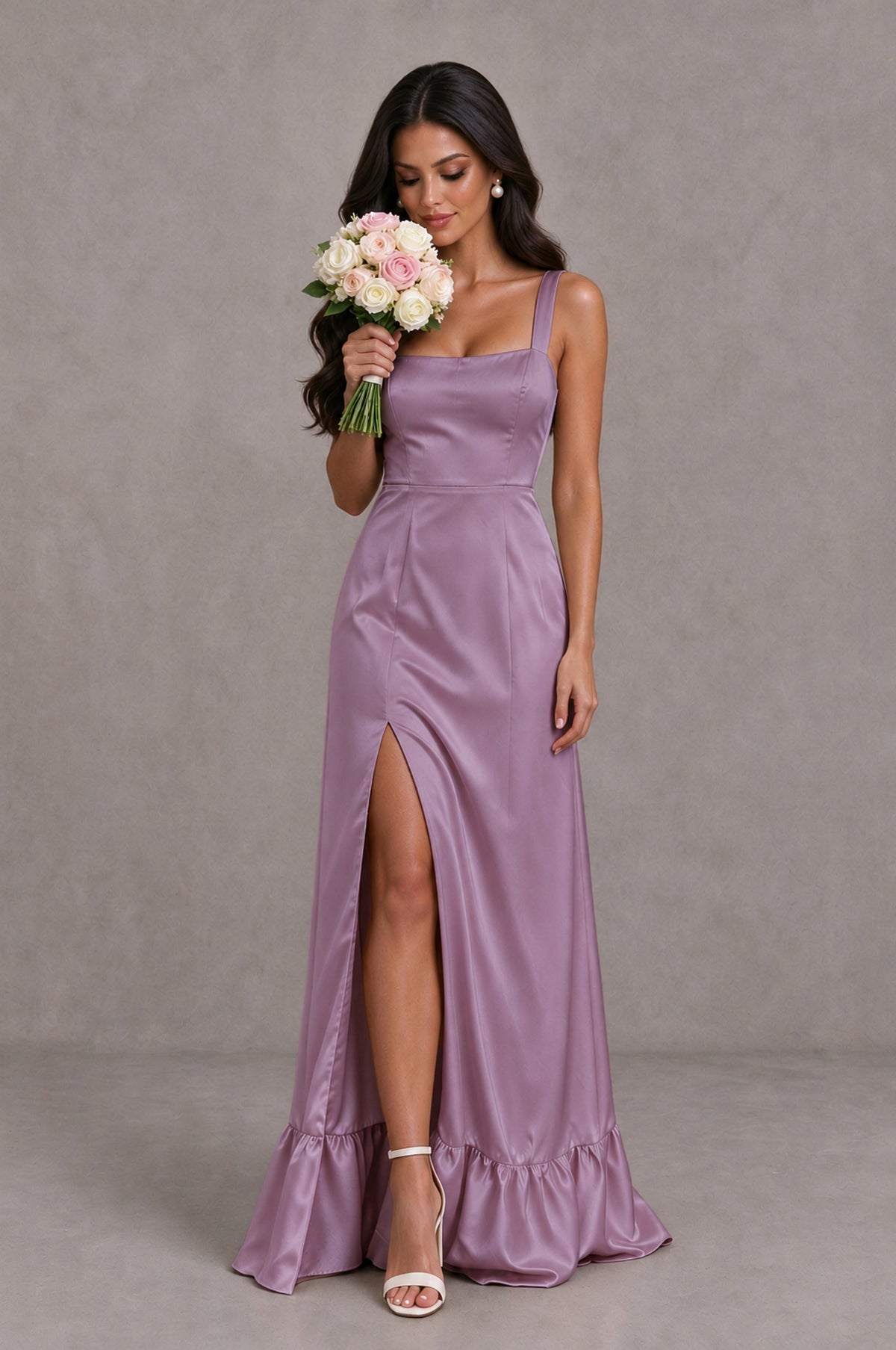 BOLODOO Wisteria Square Neck Satin Evening Dress with Lace-Up Back and High Slit - Wisteria - Wisteria_3