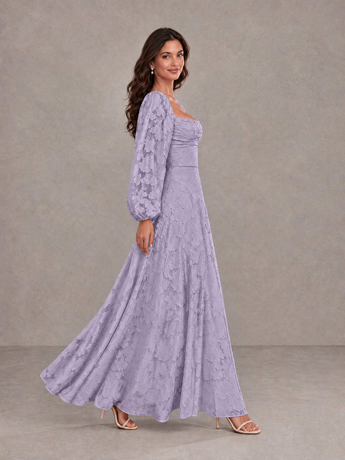 BOLODOO Wisteria Floral Long Sleeve A-Line Bridesmaid Dress - Wisteria - Wisteria_3