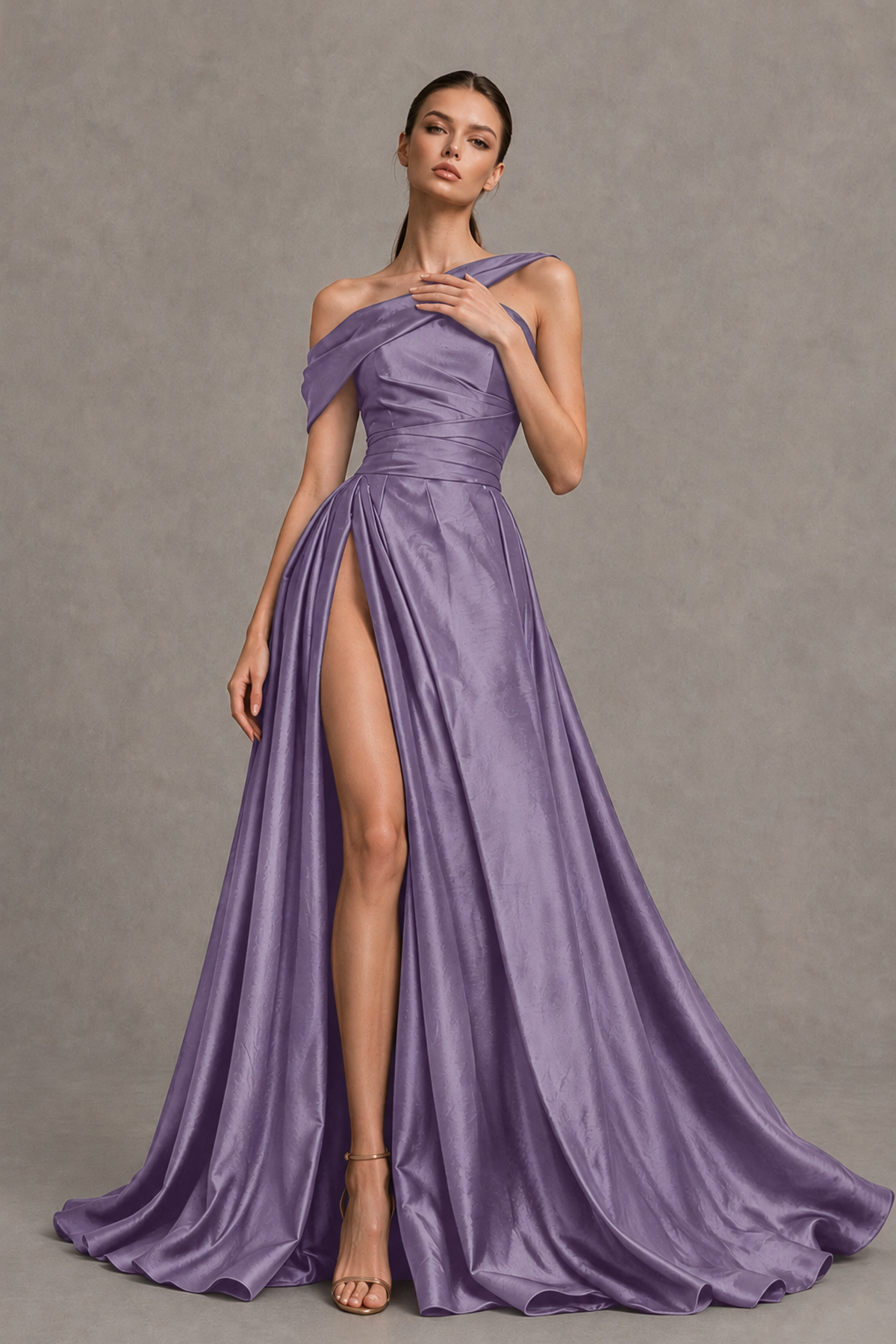 BOLODOO Wisteria Asymmetric Satin-Look A-Line Prom Dress with High Slit - Wisteria - Wisteria_3