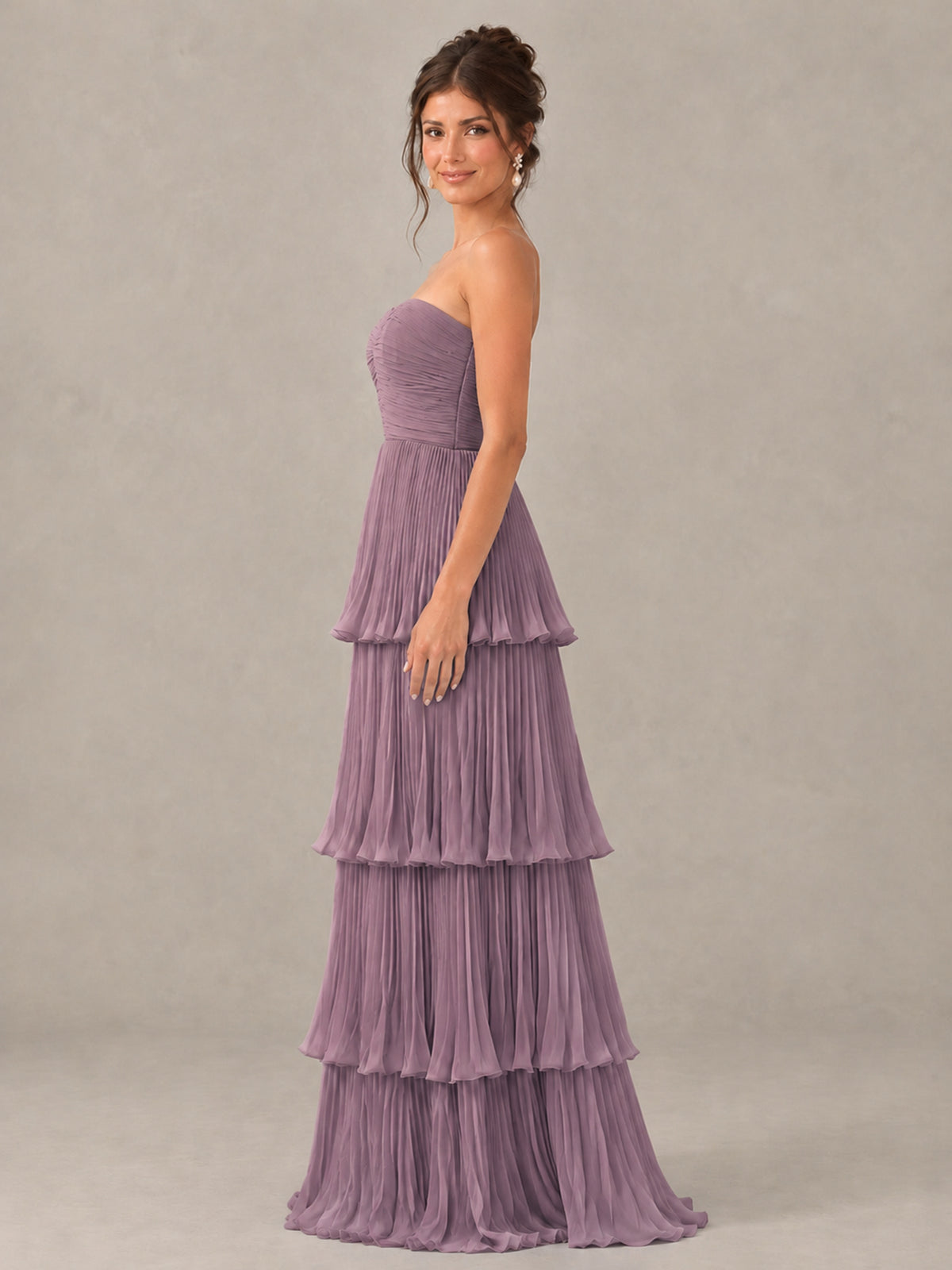 BOLODOO Wisteria Strapless Tiered Pleated Bridesmaid Dress - Wisteria - Wisteria_3