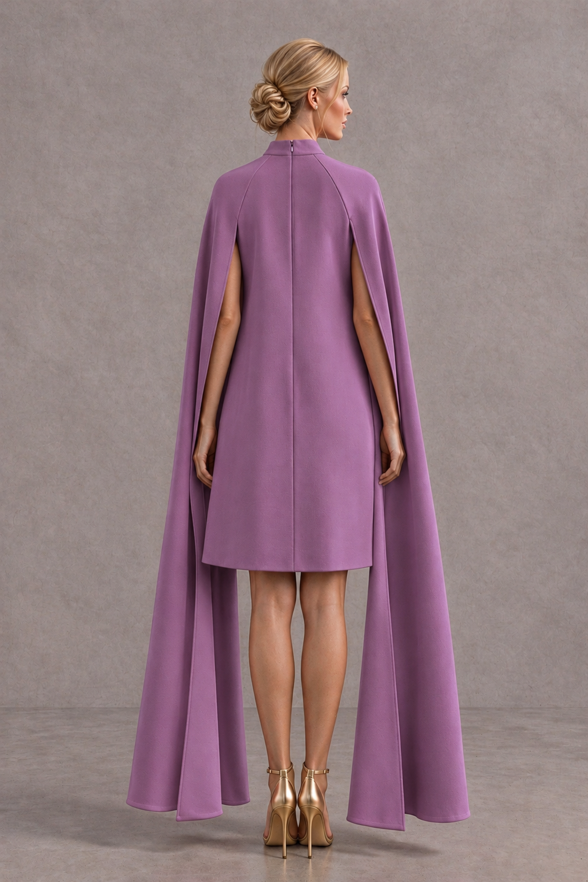BOLODOO Wisteria High Neck Floral Cape Mini Cocktail Dress - Wisteria - Wisteria_3