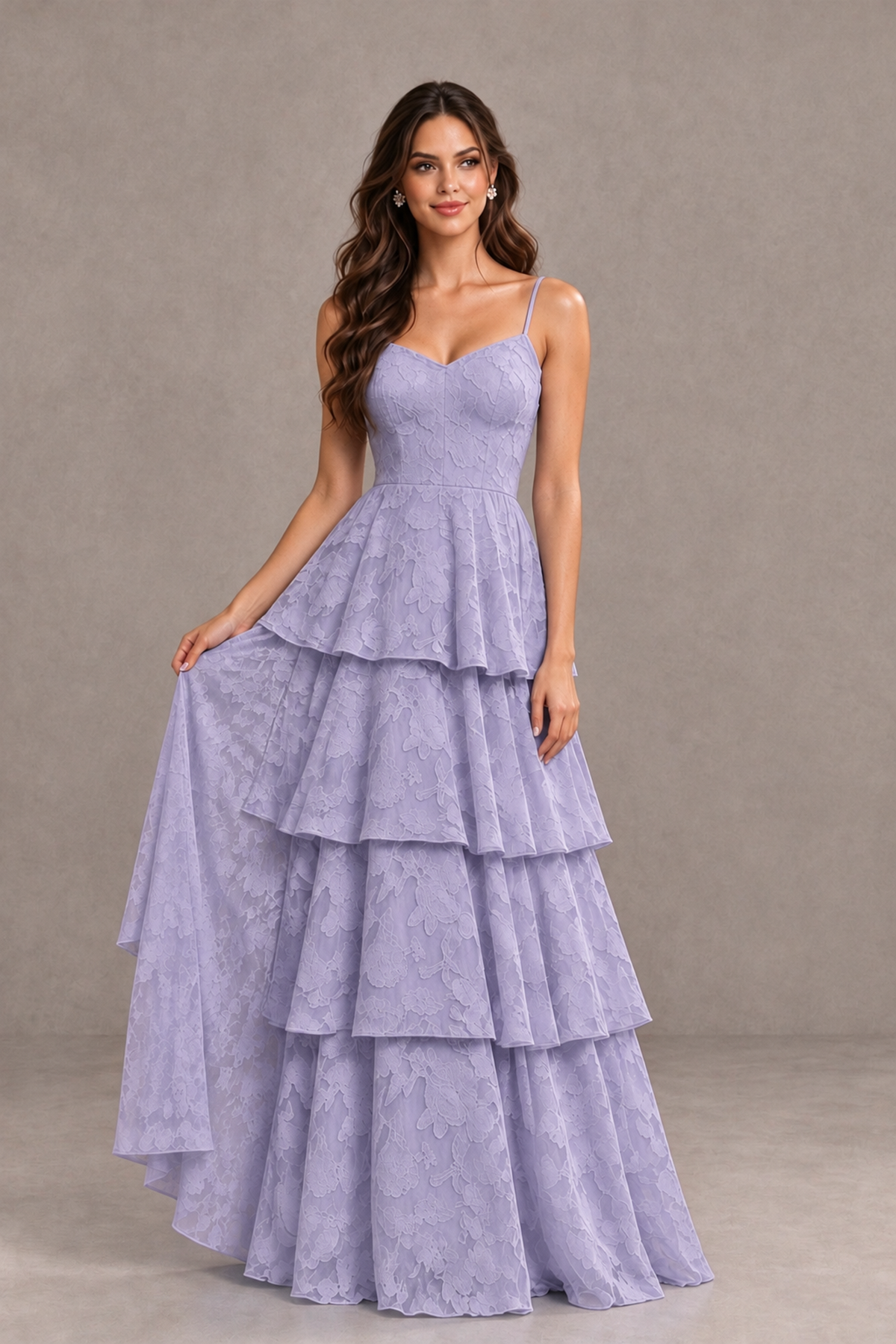 BOLODOO Wisteria Tiered Floral-Textured Spaghetti Strap Maxi Dress - Wisteria - Wisteria_3