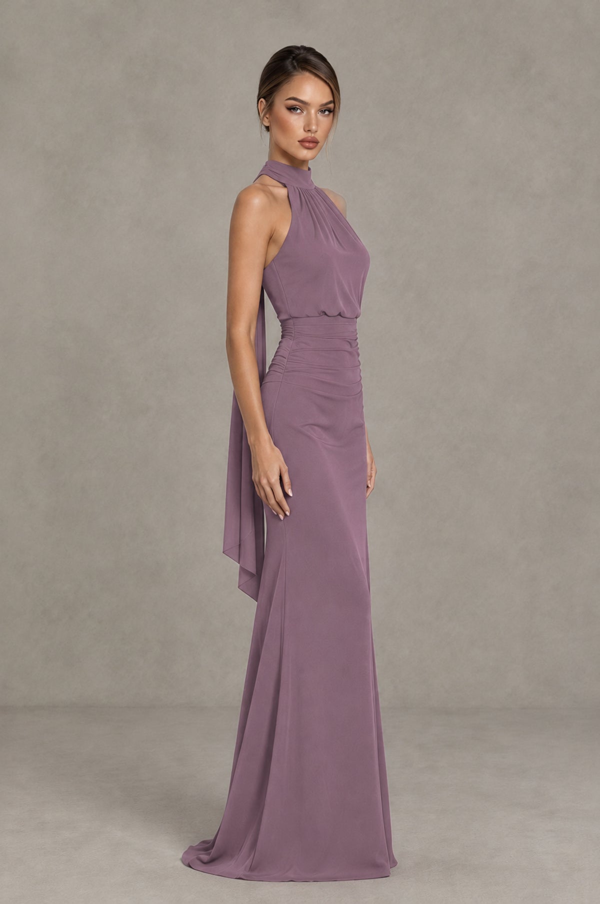 BOLODOO Wisteria Chiffon Halter Maxi Formal Wedding Guest Dress - Wisteria - Wisteria_3