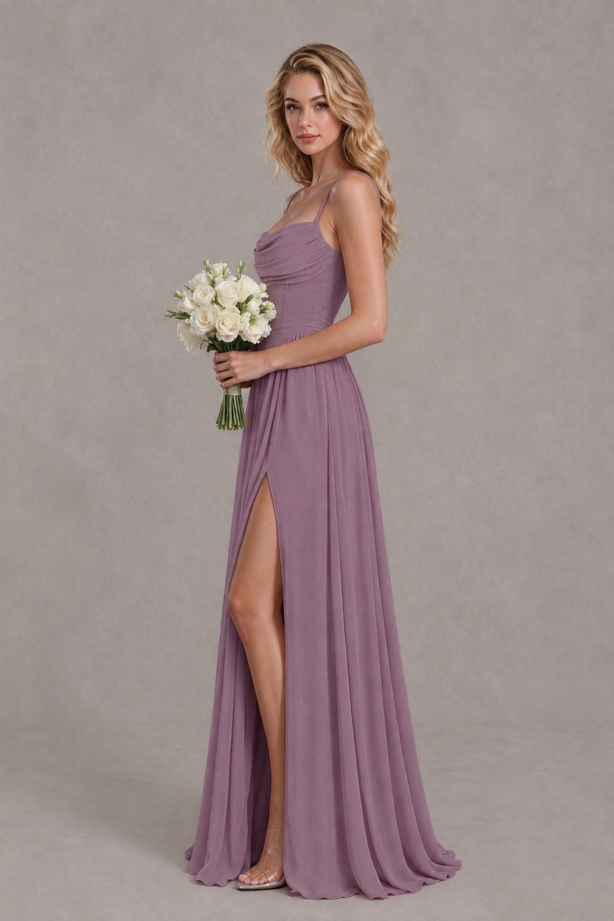 BOLODOO Wisteria Spaghetti Strap A-Line Bridesmaid Dress with Slit - Wisteria - Wisteria_3