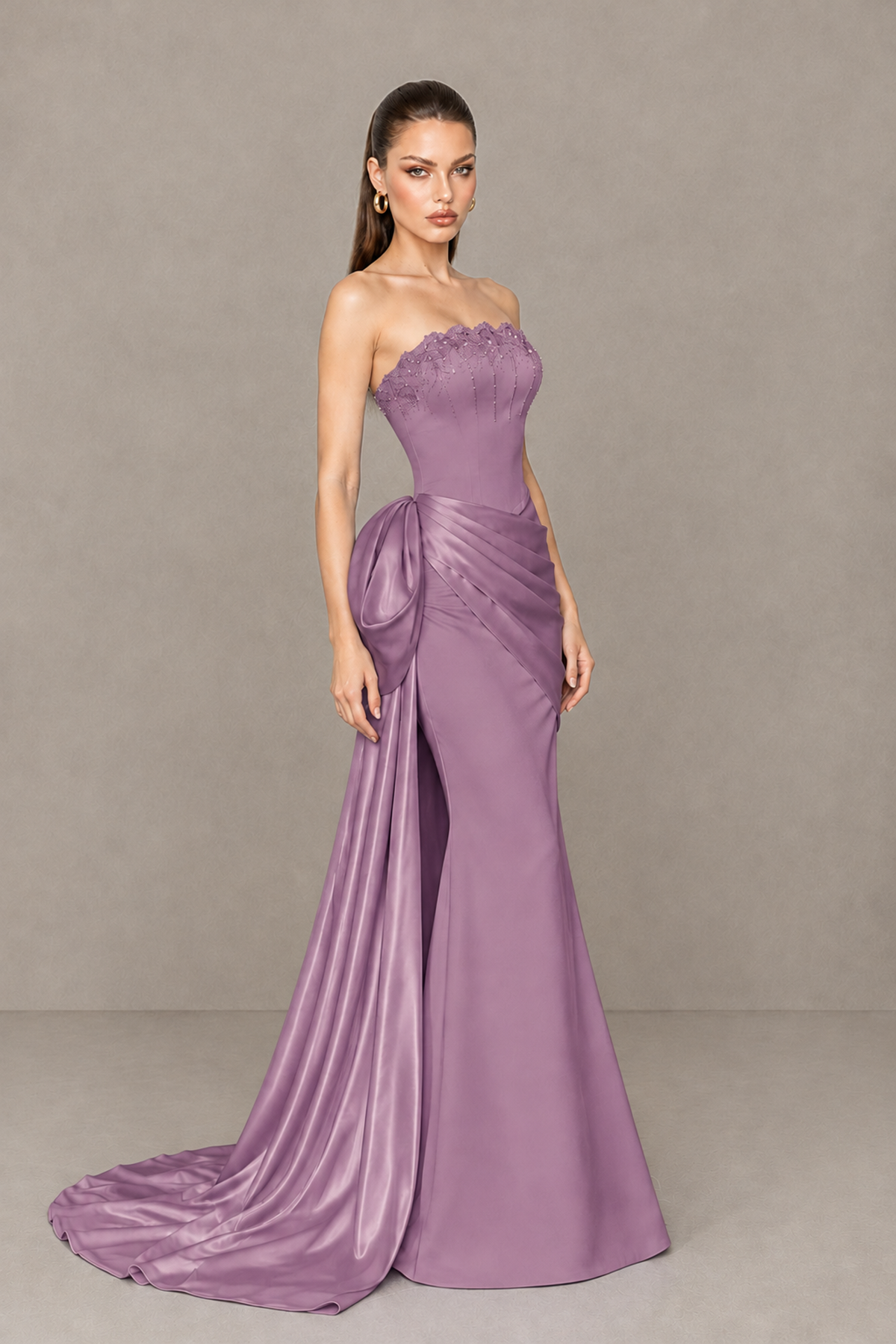 BOLODOO Wisteria Strapless Satin Prom Dress with Draped Side Train - Wisteria - Wisteria_3