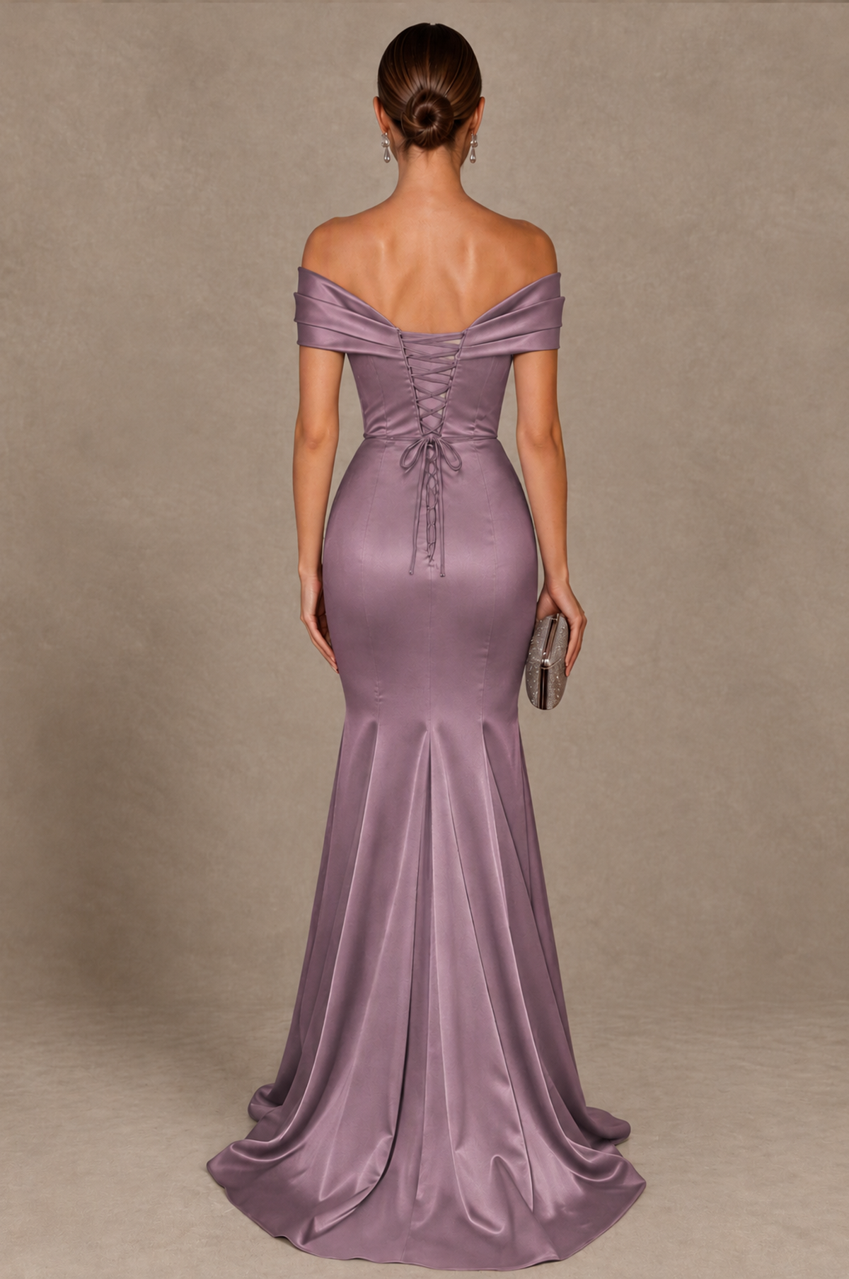 BOLODOO Wisteria Off-the-Shoulder Ruched Satin Mermaid Evening Dress - Wisteria - Wisteria_3