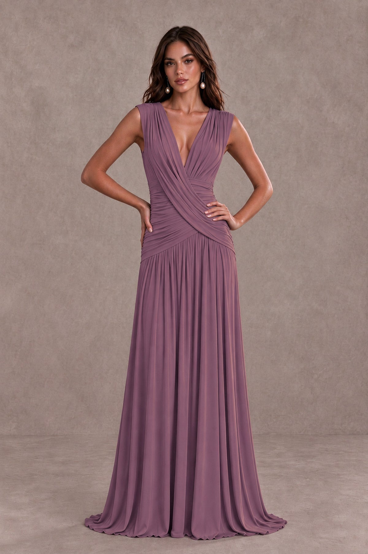 BOLODOO Wisteria V-Neck Ruched Wedding Guest Dress - Wisteria - Wisteria_3