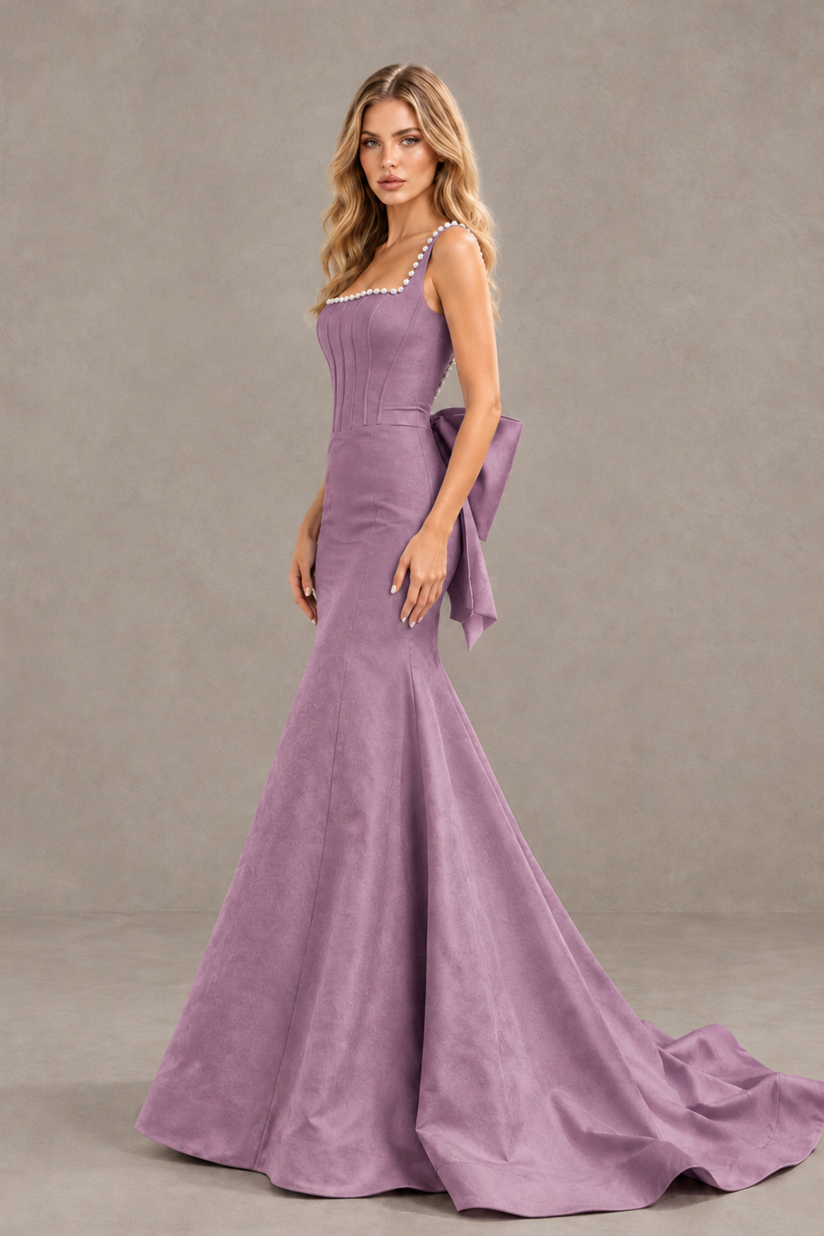 BOLODOO Wisteria Pearl-Trim Mermaid Prom Dress with Back Bow - Wisteria - Wisteria_3