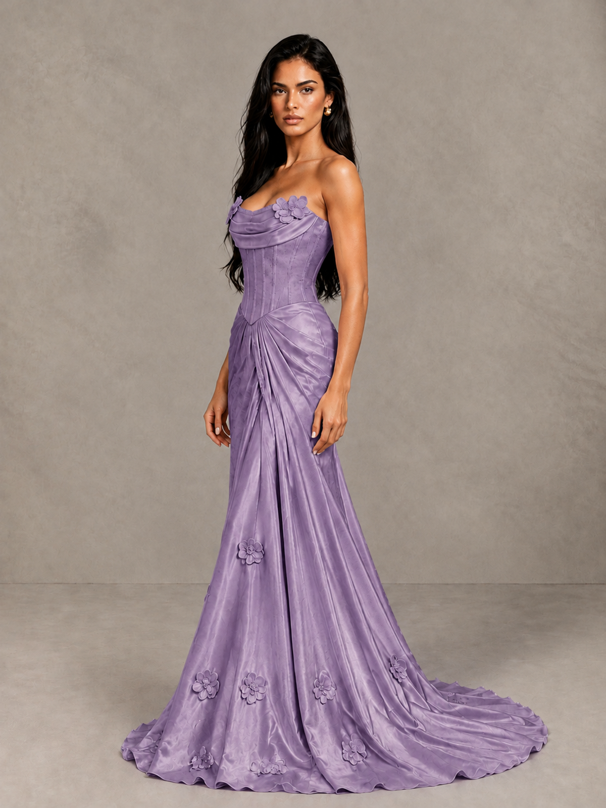 BOLODOO Wisteria Strapless Floral Corset Evening Gown with Train - Wisteria - Wisteria_3