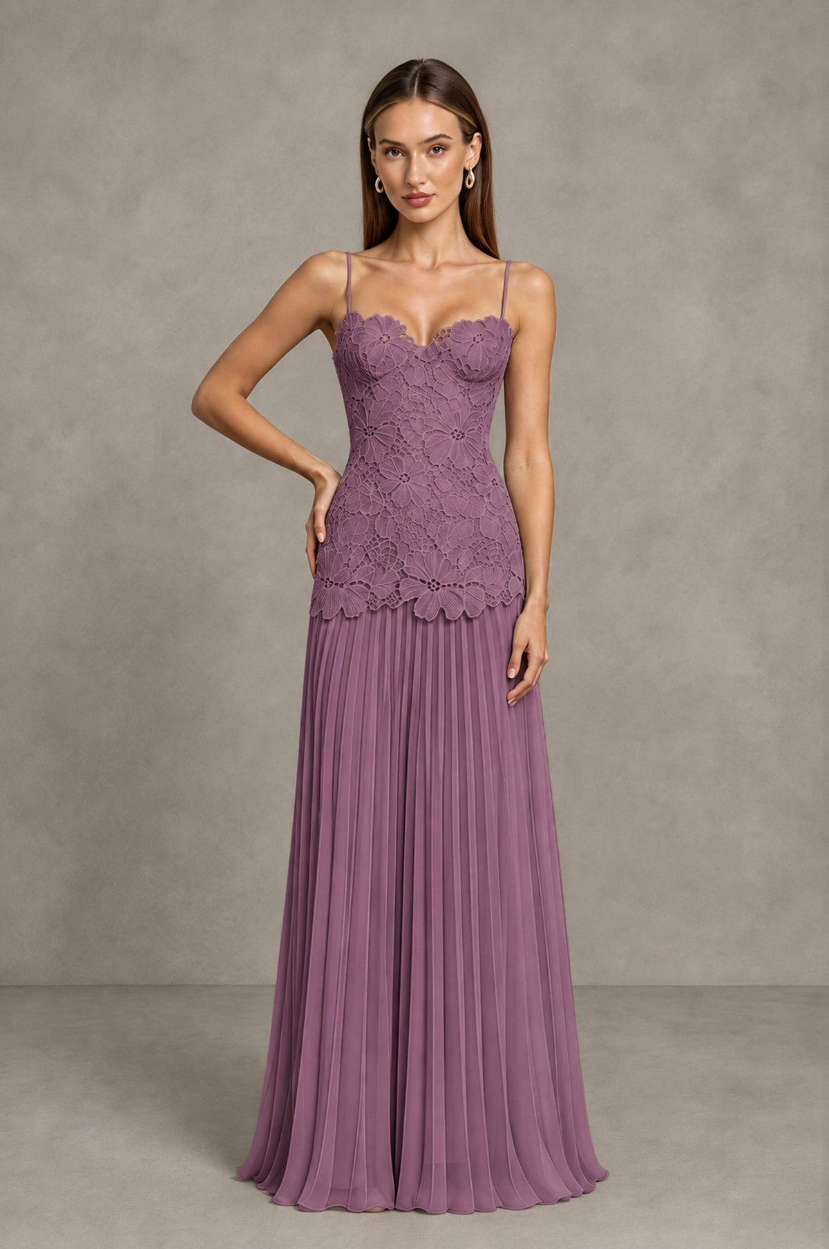 BOLODOO Wisteria Lace Bodice Pleated Wedding Guest Dress - Wisteria - Wisteria_3