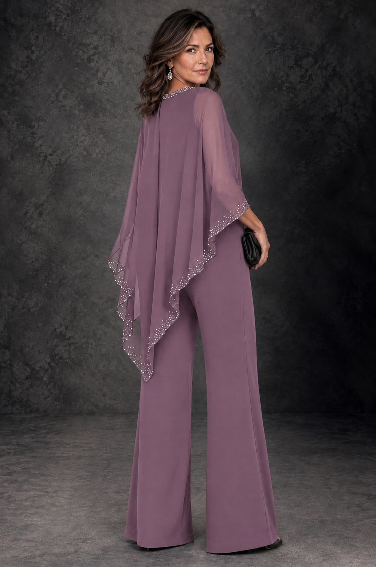 BOLODOO Wisteria Embellished Cape Mother of the Bride Pantsuit - Wisteria - Wisteria_3