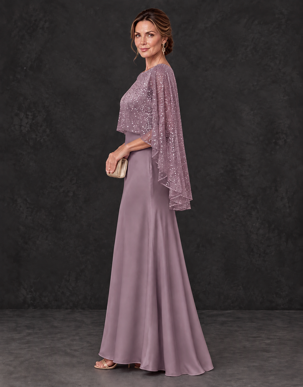 BOLODOO Wisteria Sparkle Cape Sleeve Mother of the Bride Dress - Wisteria - Wisteria_3