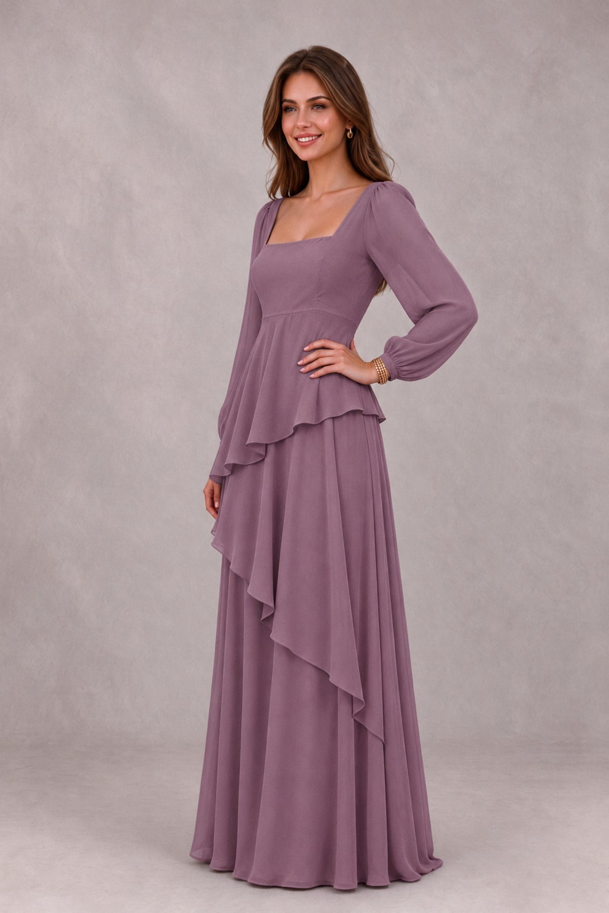 BOLODOO Wisteria Long Sleeve Ruffle Bridesmaid Dresses - Wisteria - Wisteria_3