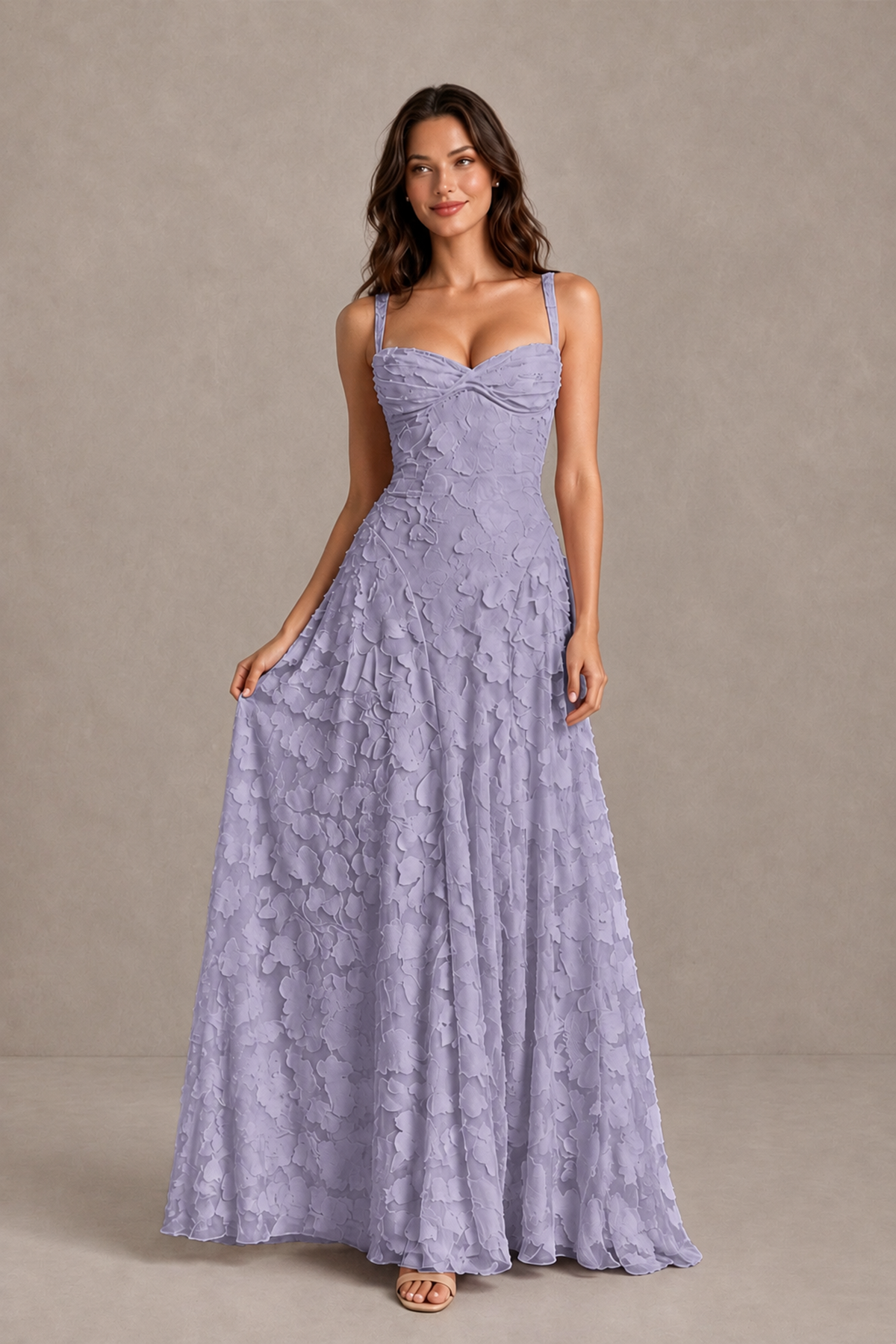 BOLODOO Wisteria Floral-Textured A-Line Dress with Lace-Up Back - Wisteria - Wisteria_3