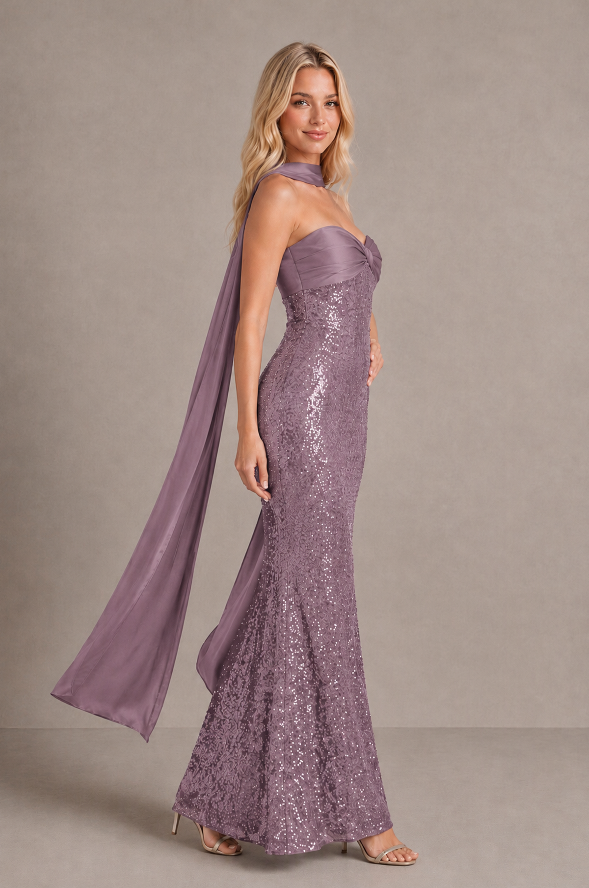 BOLODOO Wisteria Strapless Sweetheart Evening Dress with Scarf - Wisteria - Wisteria_4